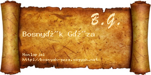 Bosnyák Géza névjegykártya