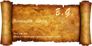 Bosnyák Géza névjegykártya